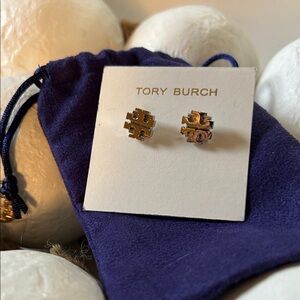 Tory Burch Polished silver Double-T Stud Earrings